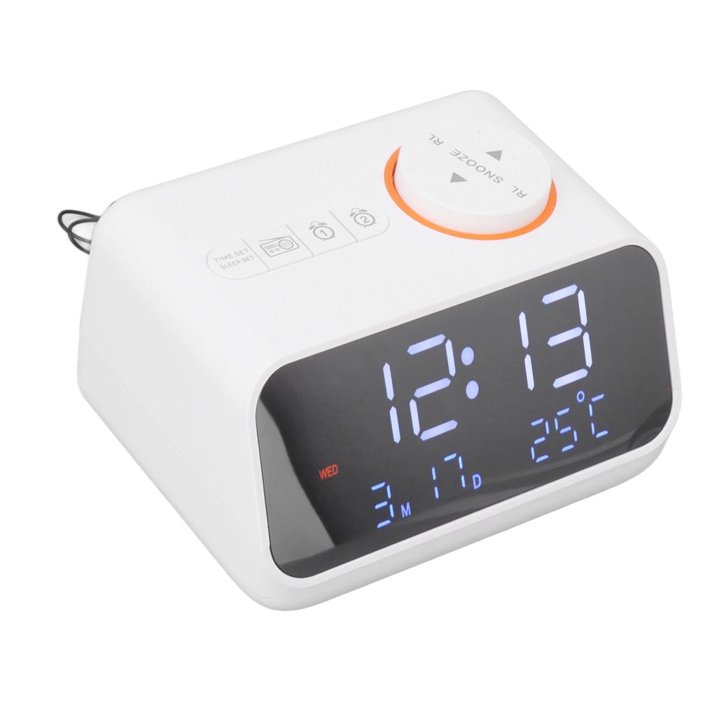 Alarm Clock Radio LED Digital Alarm Clock with FM Radio Music Temperature Humidity Display for Home