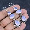 Natural Milky Opal Gemstone Handmade 925 Sterling Silver Earring 2.56" A1B80
