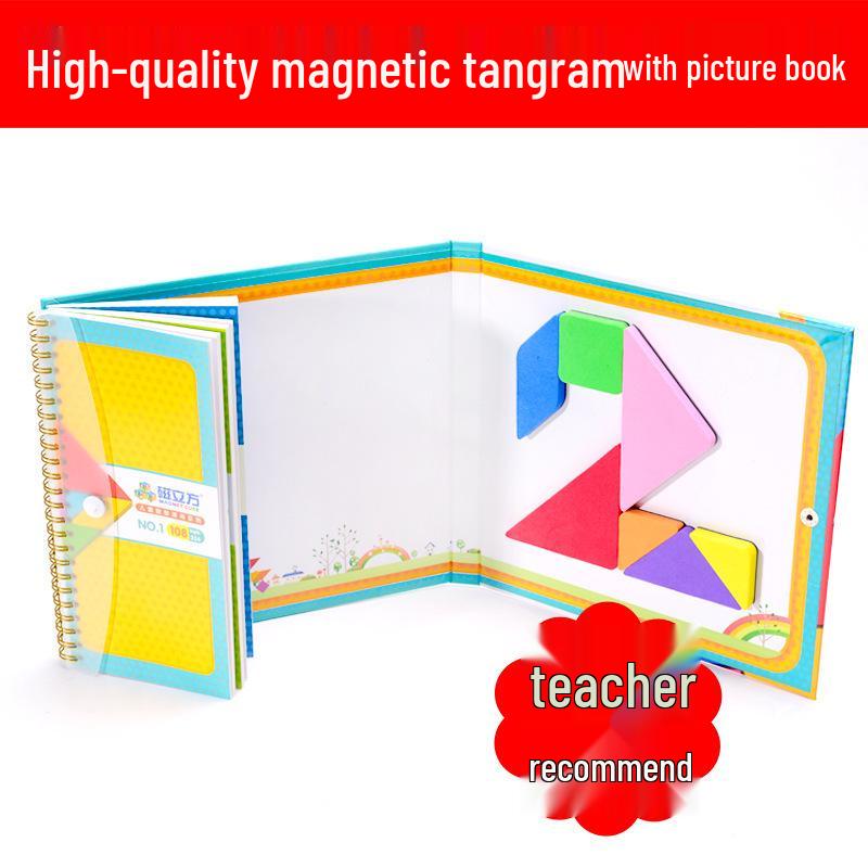 Mini Magnetic Tangram Cube with 72 Educational Challenges for Kids