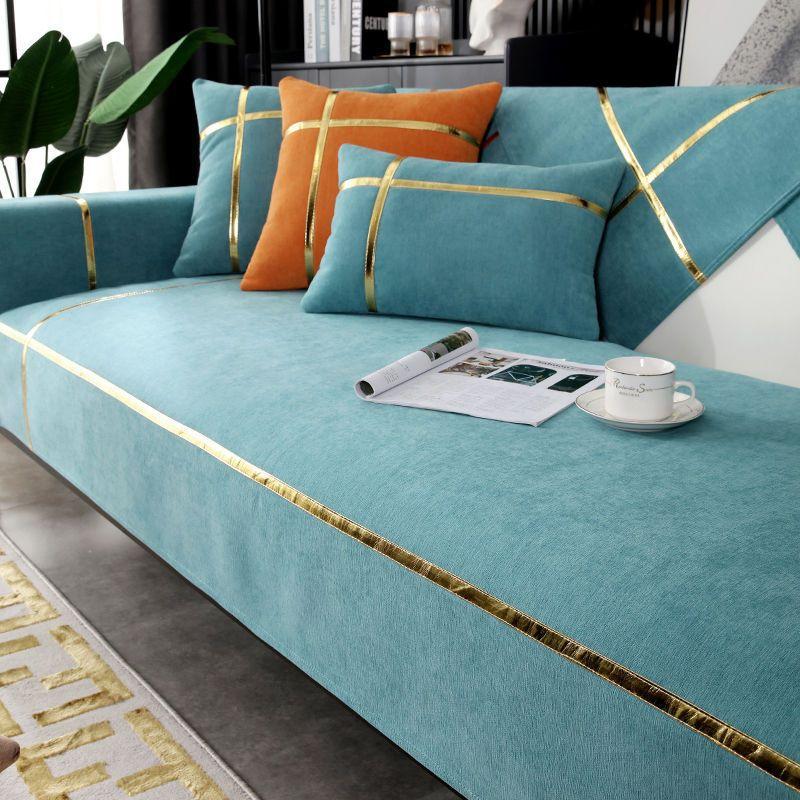 Hot Selling Solid Golden Edge Sofa Cushion Four Seasons Universal Jacquard Embroidered Sofa Cover New Anti-skid Sofa Cover