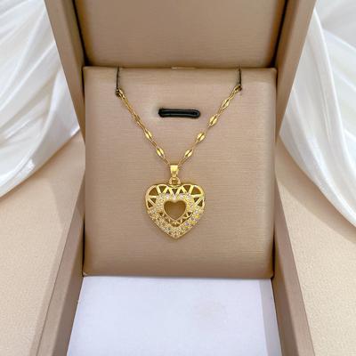 Empty Zircon Love Light Luxury Temperament Gorgeous Full Diamond Necklace Female Versatile Collarbone Chain Titanium Steel Chain