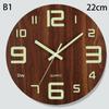 Round Luminous Wall Clock Glow In Dark Wooden Silent NonTicking Modern Style for Bedroom Decor