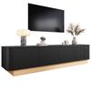 200 Cm TV Lowboard | Grooved TV Cabinet, 4-Door with Large Storage Space, Media Cabinet, Height-Adjustable Shelves, Rounded Corners, MDF Material