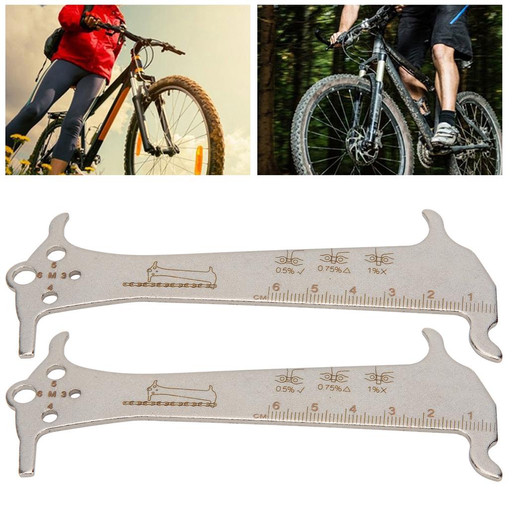 2Pcs 3 In 1 Multifunctional Bicycle Chain Wear Indicator Checker Measuring Ruler Tool