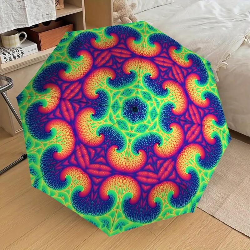 1pc Psychedelic Mandala Automatic Open/Close Umbrella, Formal Events - Ideal Gift for Family or Friends, Outdoor Accessory yy251211247