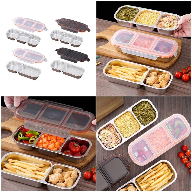 2 Pack Divided Meal Preps Container With Secures Lid Odor Resistant Dishwasher Safe Steel Snacks Box Lunch Organizers