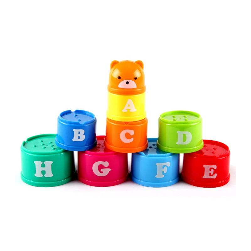 Numerical letters Stacked Cup Beach toys 9 cups Bathing toys Baby educational toys Bear shape Baby gift