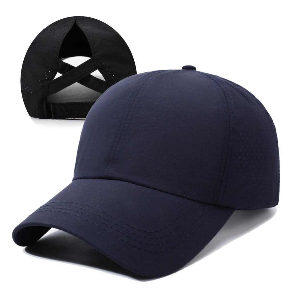 Summer Cap Baseball With Breathable Mesh Cross Design And Solid Color For Daily