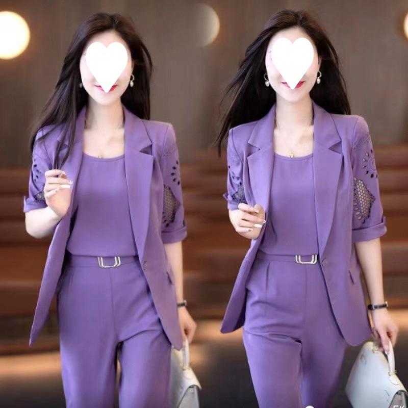 A Three-piece Professional Suit Set for Women's Summer Fashion, Slimming and Stylish Harem Pants