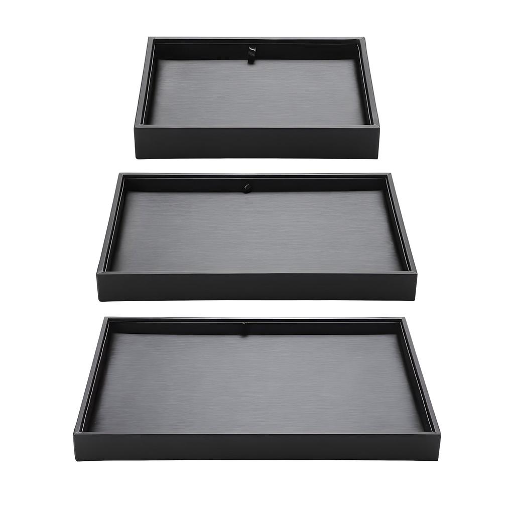 Stackable Black Jewelry Display Tray Elegant Black PU Jewelry Display Tray For Storing Rings And Necklaces Adornment
