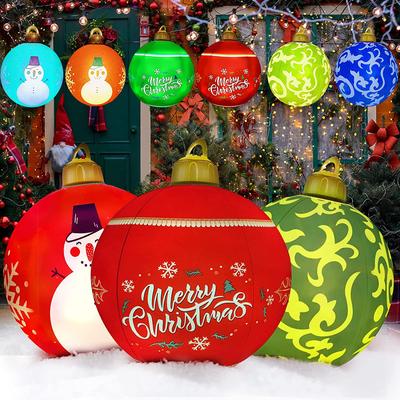 60CM Christmas Inflatable Decorated Balls Christmas Outdoor Christmas Tree Decorations Inflatable Baubles Toy with Light