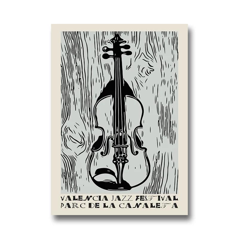 Vintage Jazz Festival Canvas Paintings Retro Jazz Club Poster and Print Wall Art Picture for Living Room Cuadros Home Decoration