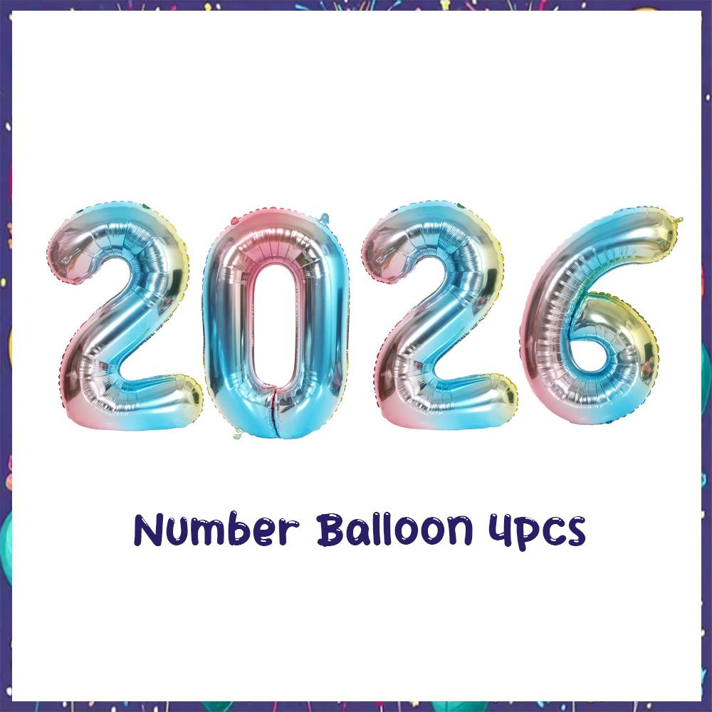 32inch 2026 Foil Balloons Color New Year Party Decorations Anniversary Supplies 12 Inch Glitter Latex Balloons Photo Booth Props