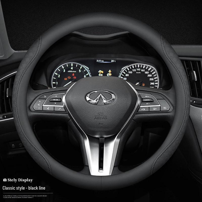 Fits Infiniti Steering Wheel Cover: QX50, QX60, Q80, Q70L, Q50L, FX3 – Genuine Leather, All-Season.