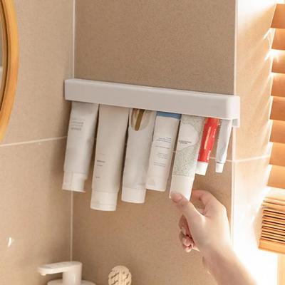 Wall Mount Bathroom Long Toothpaste Holder Multifunctional Space-Saving Toothpaste Rack