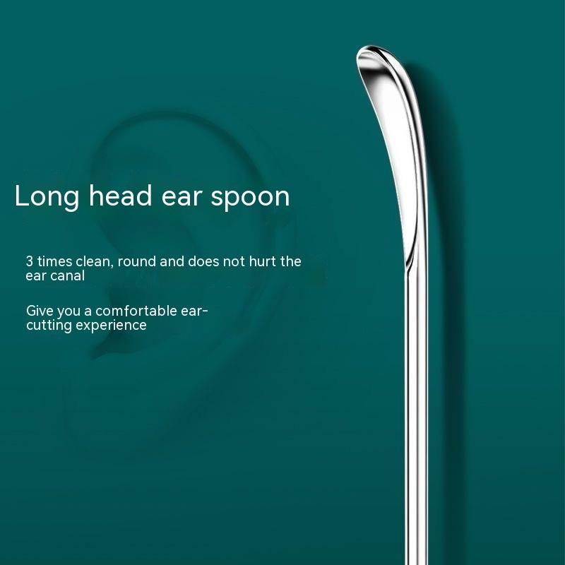 6Pcs Ear Digging Spoon Set Long Head Spiral Spring Ear Spoon Easy Clean Stainless Steel Portable Ear Care Cleaning Tools Set