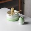 2 Pièces Bol à Matcha Japonais Traditionnel et Porte-Fouet Bol à Thé avec Bec Verseur pour Table de Bureau Cérémonie du Thé Fête Cadeau