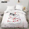 Bedding Set Cartoons Cute Cat Quilt Cover Duvet Cover Home Pet White Comforter Cover for Women Children Gift Bedroom Decoration