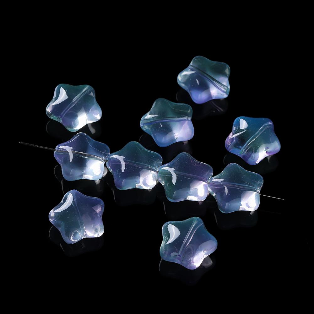 10pcs Colored Star Shaped Beads Glass Spacer Loose Beads for DIY Phone Chains Necklaces Bracelets Crafts Jewelry Making Findings