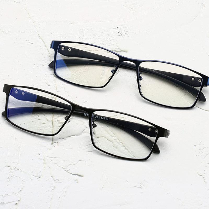 Square Finished Myopia Glasses Full Metal Frame Ultralight Shortsight Spectacles 0 -0.5 -1.0 -2.0 To -6.0