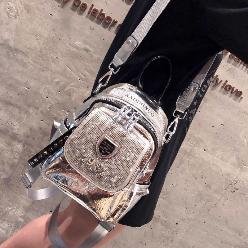 

Travel Super Hot All-Matching Fancy Western Style Women s Backpack [Bright Silver Hot Drilling] KA