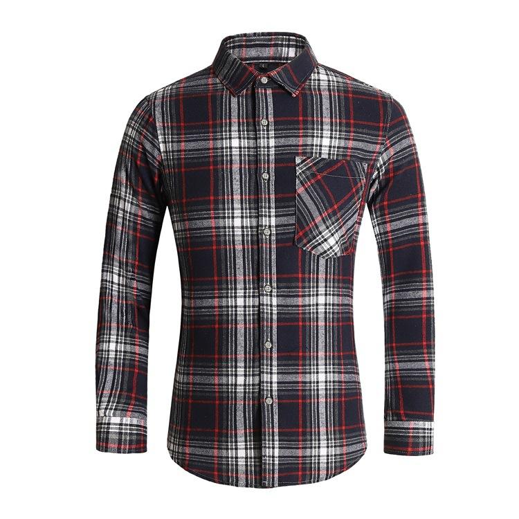 Koszule męskie wiosenne i jesienne Długie rękawy Frezowane włosy Duży rozmiar Koreańska wersja koszuli w kratę Casual Koszule męskie
