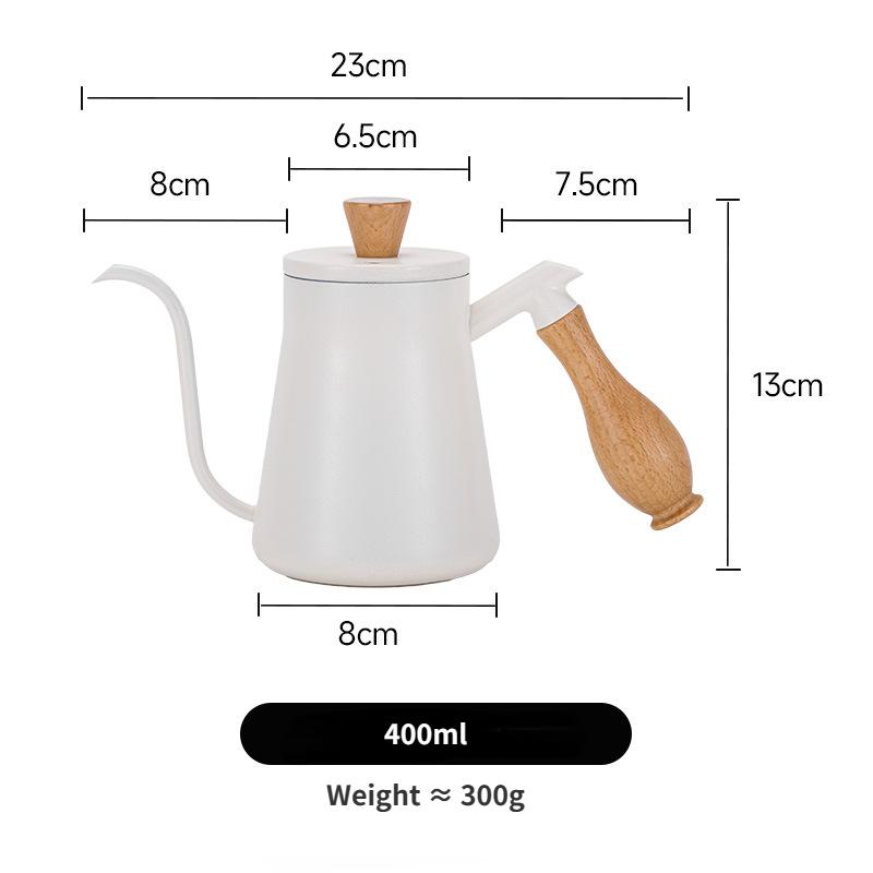 Utensílio de cafeteira artesanal 304 aço inoxidável boca longa pequena madeira maciça cabo anti escaldante chaleira com injeção de água