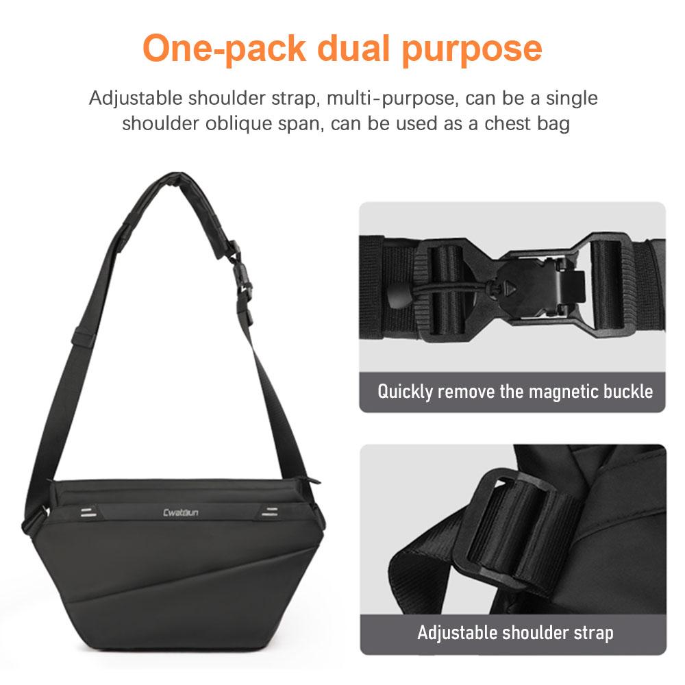 Cwatcun PB008 Casual Camera Bag Waterproof Camera Sling Bag 6L Large Capacity Photography Shoulder Bag with Detachable