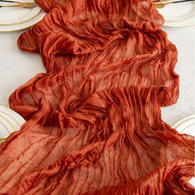 Halbtransparenter Gaze-Tischläufer Salbei Käsetuch Tischdeko Speisen Vintage Hochzeitsdekoration Bankette Bögen Retro Boho Dekor