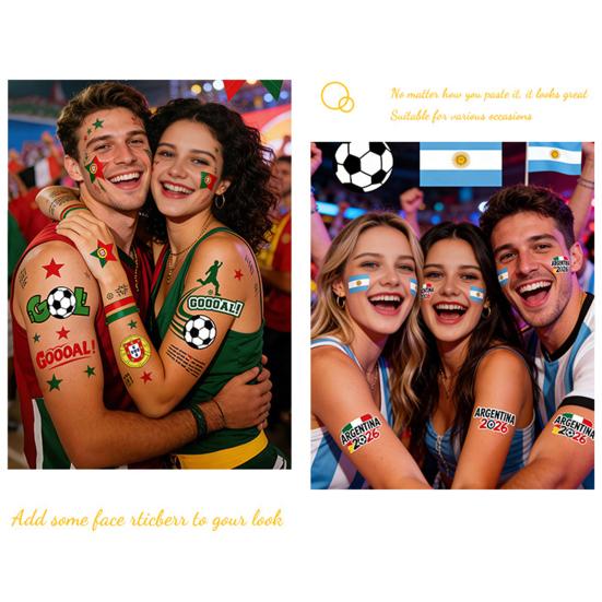 Glow Soccer Tattoos, Waterproof Temporary Freckle Stickers, Football Fan Body Art for Game Day, Night Party Makeup