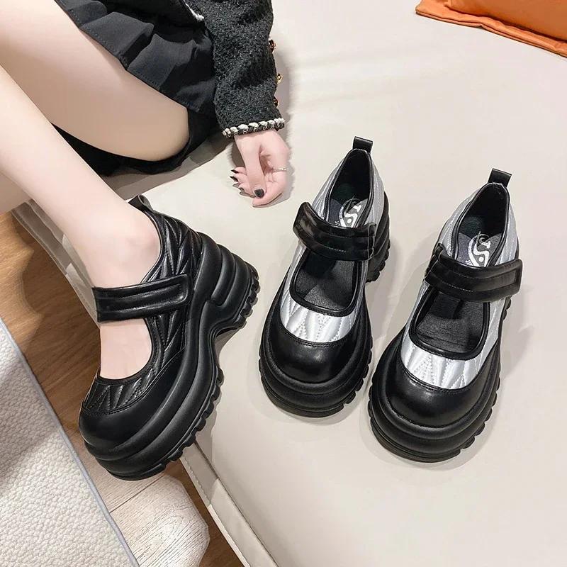 Fashion Lolita Shoes Women Mary Jane 2024 New Vintage Girls Students JK Uniform High Heels Platform Shoes Cosplay Black Female Shoes