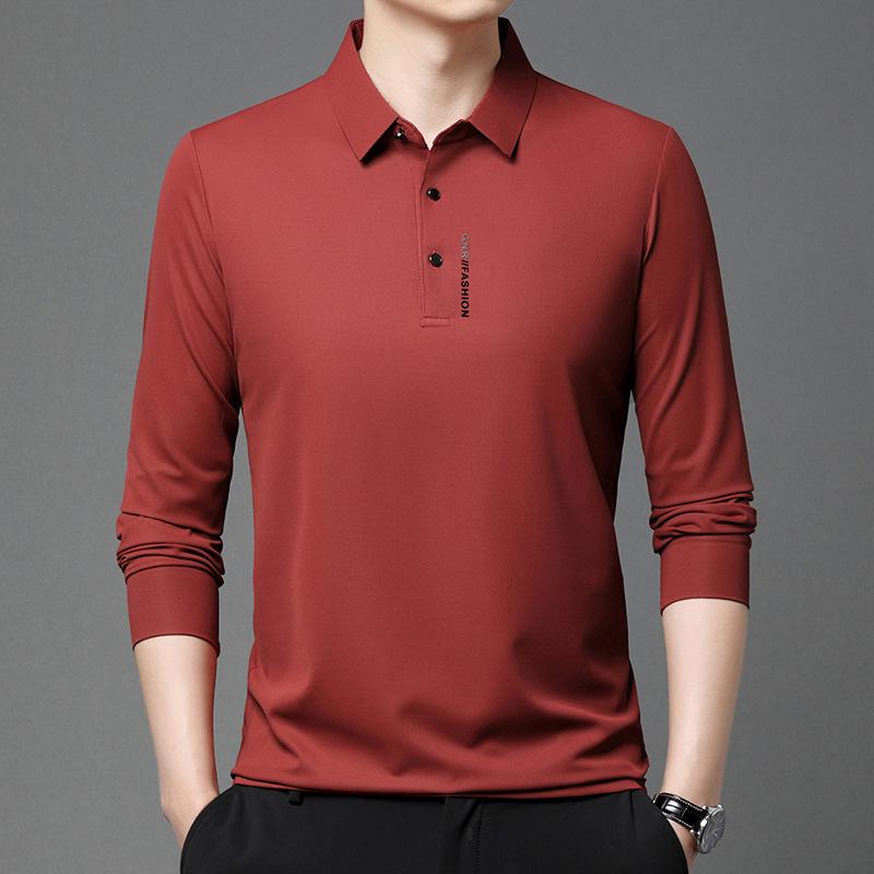 

Men s Long-Sleeve Polo Shirt - Spring & Autumn Casual Dad Style for Middle-Aged & Elderly XXL