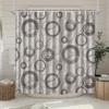 1pc Geometric Circular Print Shower Curtain, Polyester Fabric, with Hooks, Machine Washable, Suitable for Bathroom Décor.