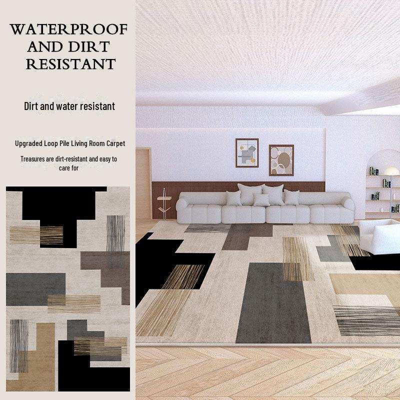 French Modern Luxury Black & White Plaid Carpet for Living Room & Bedroom