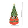 Holiday Ornament Festive Carved Conifer Tree Music Box with Decorative Base for Shelf Decoration,