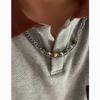 Geometric Stainless Steel Necklace With Natural Stone Beads For Unisex Fashion