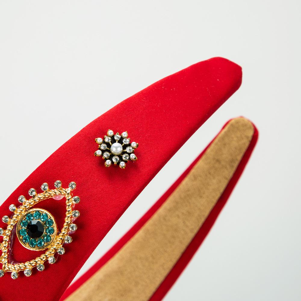 Fashion New Baroque Headband Female Diamond-Embedded Personalized Eyes Flower Creative Headband Hair Accessories