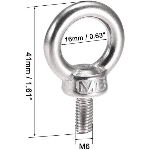 Set of 10 M6 12mm Eye Bolts, Screws, and Bolts with M6 Female Threads, Nuts, and Screws, for Fixing and Hanging, Stainless Steel, Corrosion-Resistant,