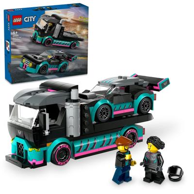 LEGO Voiture de course et transporteur en ville, jouet, cadeau d'anniversaire, bloc éducatif, Noël, garçons, filles, enfants de 6 ans, 7 ans, 8 ans, 9 ans