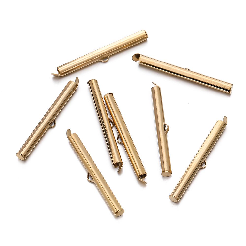 10pcs/lot Fastener Tube Crimp End Caps Slider Clasp Bracelet Buckles for DIY Connectors Loom Jewelry Making Findings Accessories