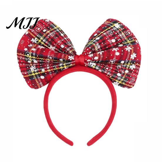 Christmas Headband Bow for Women Girls, Huge Plaid Hair Hoop, Decorative Accessory Giant Bowknot Accessories Cosplay Costume, Holiday Party
