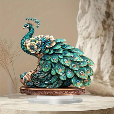 Ornamento in Acrilico 2D Pavone Boemo, 18x18 cm, non elettrico.