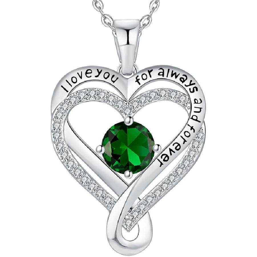 Schmuck für Frauen Ehefrau Unendlichkeit Herz Geburtsstein Ich Liebe Dich Halskette S925 Jubiläum Frauen Halsketten Geschenk für Freundin Mutter Tochter Sterling