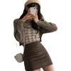 2024 Korean Style High Waist PU Leather Short A-line Skirt - Slimming Black Hip Wrap for Women