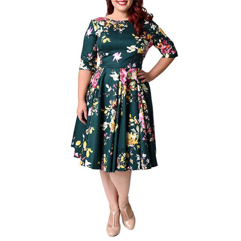 Fashion Women Dress plus Big Size 3XL-9XL Ladies Print Skirt