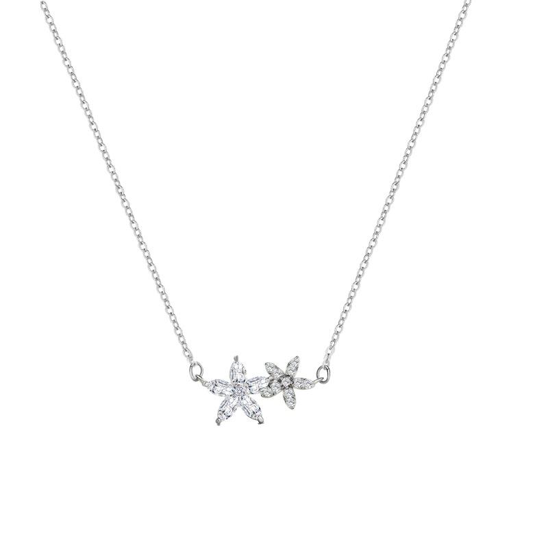 Flower necklace Women's simple fashion temperament Versatile Mori small fresh full diamond flower pendant