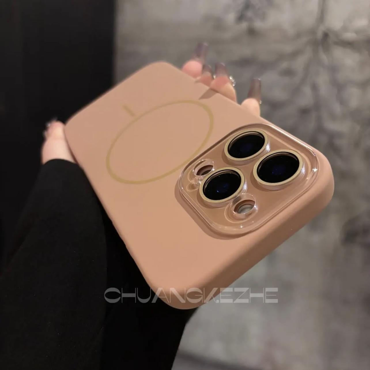 

Applicable to iPhone17 liquid silicone skin feeling fine ring magnetic mobile phone case Apple 16 crystal lens film protective case iPhone 17