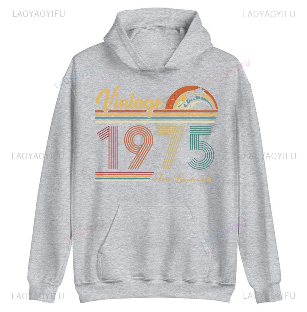 Vintage 1975 Sweatshirt Birthday Hoodies Custom Birthday Trip Outfit 50th Squad Hoodie Retro Pullover Group Stylish Hoody