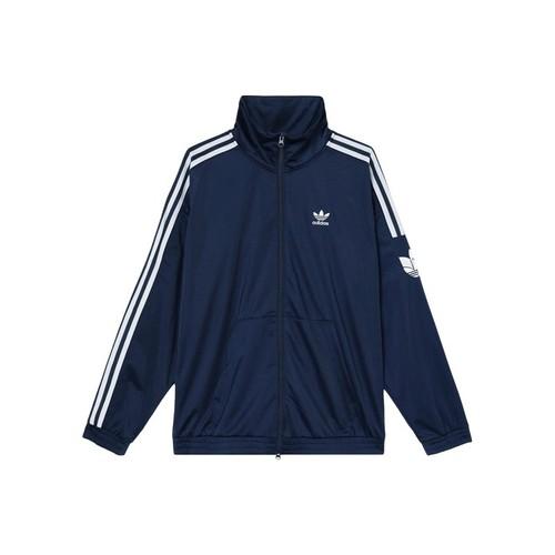 adidas Stand Collar Long Sleeve Striped Sports Jacket Unisex Dark Indigo 3XL индиго