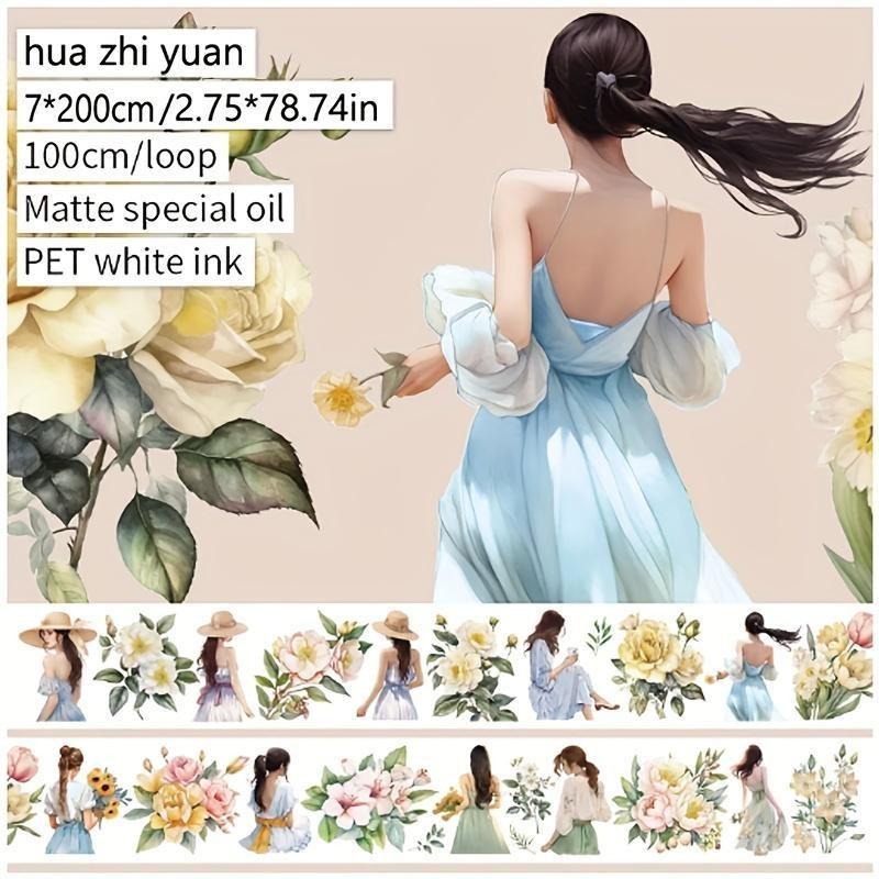 1 rotolo di nastro adesivo con tema ragazza in stile Hong Kong, manuale, scrapbooking, fai da te, decorativo, journaling, forniture